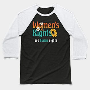 Women's Rights Are Human Rights Retro Word Art Baseball T-Shirt